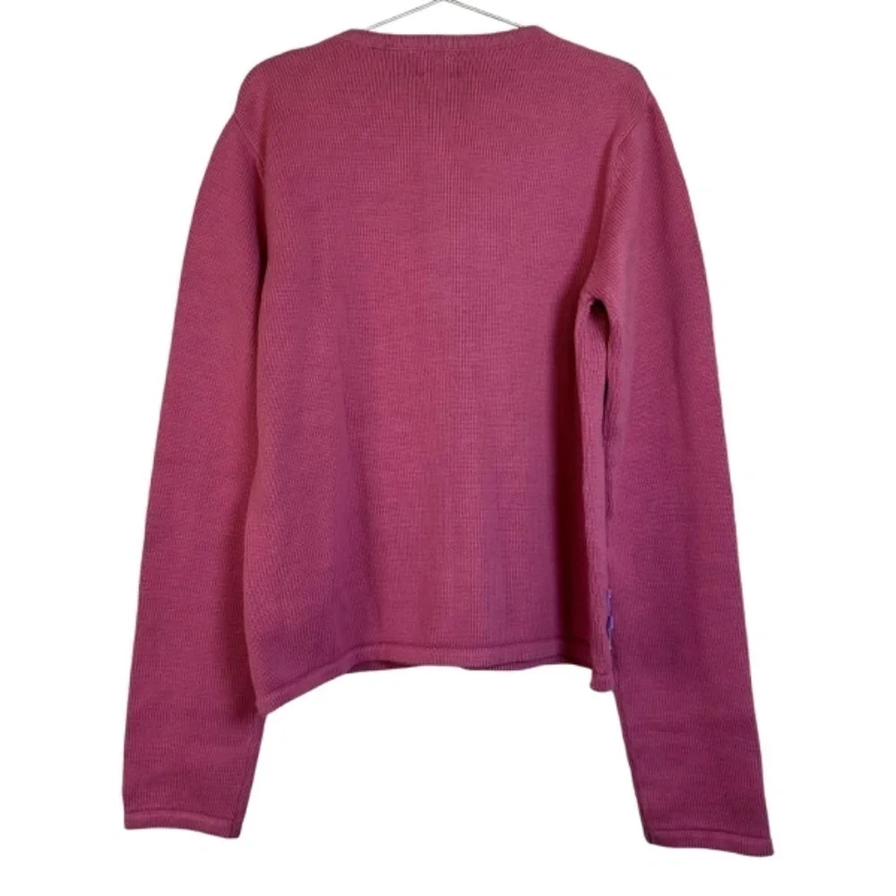Gap Girls Cardigan Sweater XL Pink Flower Butterfly Appliqués Artsy NEW